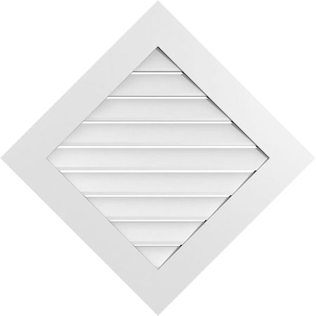Ekena Millwork Diamond Surface Mount PVC Gable Vent: Non-Functional, w/ 3-1/2"W x 1"P Standard Frame, 32"W x 32"H GVPDI32X3201SN